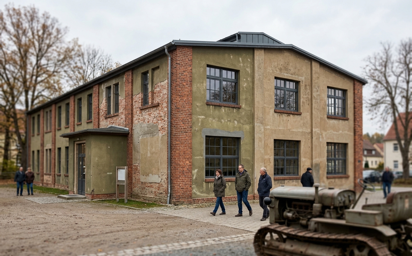 Außenansicht des Museumsgebäudes in Benneckenstein, ehemaliges Fabrikgebäude, ohne Wappen oder Truppenkennzeichen im Bild
