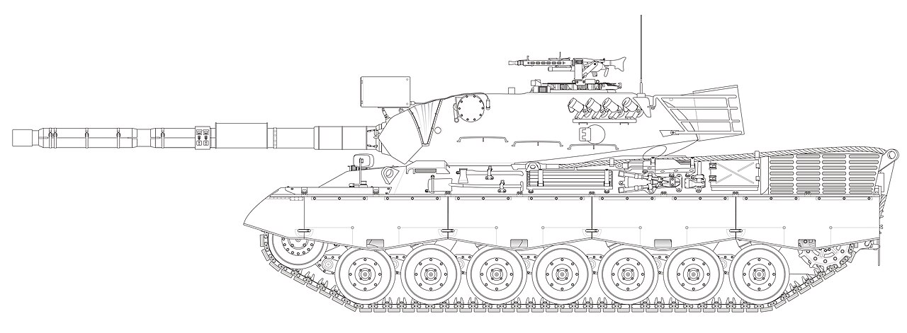 Leopard 1 Gesamtansicht seitlich, ohne Wappen oder Truppenkennzeichen